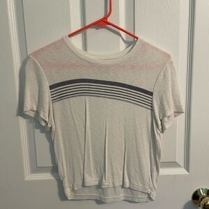 American Eagle Outfitters White Striped Short Sleeve Tee